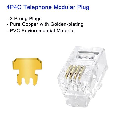 100Pack Telephone Modular Plug RJ9/RJ10/RJ22 4P4C Connector for Phone Line Cord, Compatible with Both Solid and Strandard Wire, for Assembly of Telephone handset Cords in Saudi Arabia