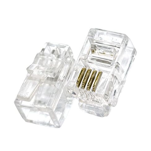 100Pack Telephone Modular Plug RJ9/RJ10/RJ22 4P4C Connector for Phone Line Cord, Compatible with Both Solid and Strandard Wire, for Assembly of Telephone handset Cords in Saudi Arabia