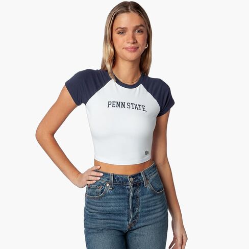 Hype & Vice Homerun Tee for Women (Medium) - Penn State University Tank Top for Women, Crop T-Shirt, College Shirts for Game Days - Navy in Saudi Arabia