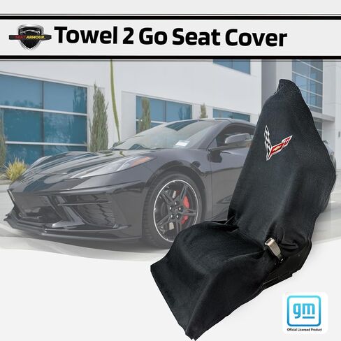 غطاء مقعد كورفيت C8 أسود من Seat Armor Towel2GO - مناسب عالمي وناعم ويمكن غسله في الغسالة - سهل التركيب، غطاء مقعد متعدد الأغراض in Kuwait