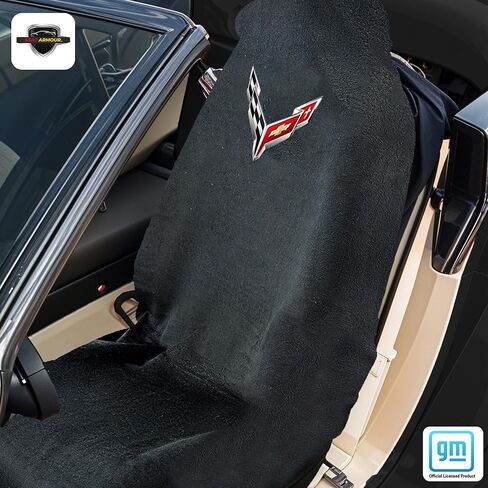 غطاء مقعد كورفيت C8 أسود من Seat Armor Towel2GO - مناسب عالمي وناعم ويمكن غسله في الغسالة - سهل التركيب، غطاء مقعد متعدد الأغراض in Kuwait
