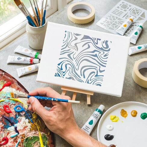 16 قطعة من الاستنسل الهندسي للرسم، استنسل طبقات مجردة مقاس 6 × 6 بوصة للحرف اليدوية قابلة لإعادة الاستخدام، استنسل البخاخة للخشب والأثاث والأرضيات وصناعة البطاقات وتزيين الكعك والرسم الصخري in Kuwait