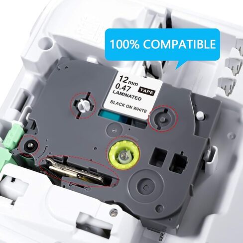 TZE-231 Compatible Label Tape Replacement for Brother TZe-231 TZ-231, Black on White, Compatible for P Touch PT-D200 PT-D210 PTH100 PT-D400, 0.47" x 26.2'(12mm x 8m), 4 Packs in Saudi Arabia