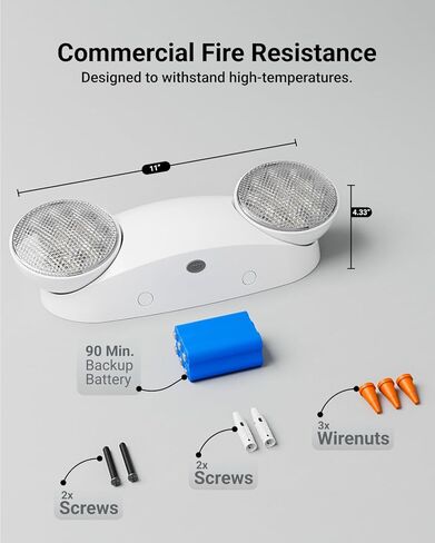 Sunco 6 Pack Emergency Light Outdoor LED, Backup Battery, Two Adjustable Bug Eye Head Lights, 94V-0 Fire Resistant, 6500K, 200 Lumens 120-277V, 2W, Wall Mount, White UL in Saudi Arabia