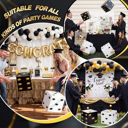 Tinlade 6 Pcs Graduation Box Table Centerpieces 7" Paper Flower Boxes Black Gift Box Table Decor Class of 2026 Congrats Grad Party Supplies for High School College Grad Celebration Party Decoration in Kuwait