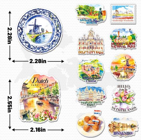 200 PCS Netherlands Travel Stickers, 100 Unique Dutch Landmark Designs, Watercolor Vinyl Decals for Water Bottles, Laptops, Scrapbooks, Journals, Souvenirs in Saudi Arabia