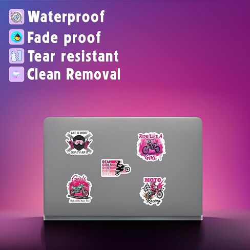 30PCS Dirt Bike Girl Stickers Pack – Waterproof Vinyl Motocross Stickers for Girls with Helmets, Bikes, Quotes for Laptop, Helmet, Dirt Bike, Water Bottle, Journal in Saudi Arabia