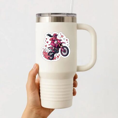 30PCS Dirt Bike Girl Stickers Pack – Waterproof Vinyl Motocross Stickers for Girls with Helmets, Bikes, Quotes for Laptop, Helmet, Dirt Bike, Water Bottle, Journal in Saudi Arabia