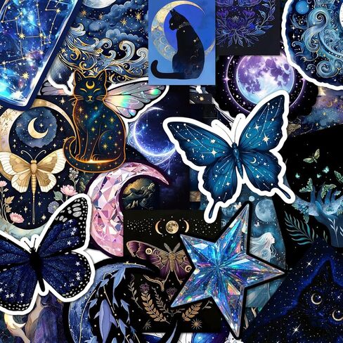 60Pcs Celestial Moon and Star Stickers, Waterproof, Matte Finish, for Journaling, Scrapbooking and Laptop Decoration in Saudi Arabia