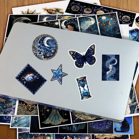 60Pcs Celestial Moon and Star Stickers, Waterproof, Matte Finish, for Journaling, Scrapbooking and Laptop Decoration in Saudi Arabia