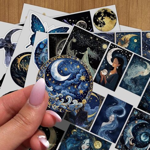 60Pcs Celestial Moon and Star Stickers, Waterproof, Matte Finish, for Journaling, Scrapbooking and Laptop Decoration in Saudi Arabia