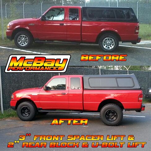 Made in USA 2" Rear Block & U-Bolt Suspension Lift Kit Compatible with Ford 1998-2012 Ranger & Mazda B-Series 2WD Trucks - Steel Blocks in Saudi Arabia
