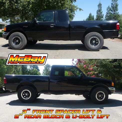Made in USA 2" Rear Block & U-Bolt Suspension Lift Kit Compatible with Ford 1998-2012 Ranger & Mazda B-Series 2WD Trucks - Steel Blocks in Saudi Arabia