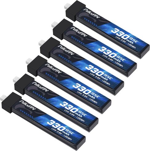 Upgrate 6pcs BT2.0 330mAh 1S Battery 3.8V 95C LiHV Battery with BT2.0 Connector for 1S Tiny Whoop Drone Quadcopter Like Air65, Meteor65 Pro, Cetus FPV Kit 1S Brushless Drones in Saudi Arabia