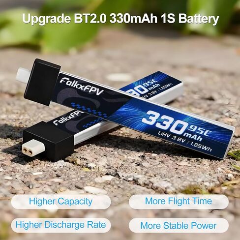 Upgrate 6pcs BT2.0 330mAh 1S Battery 3.8V 95C LiHV Battery with BT2.0 Connector for 1S Tiny Whoop Drone Quadcopter Like Air65, Meteor65 Pro, Cetus FPV Kit 1S Brushless Drones in Saudi Arabia