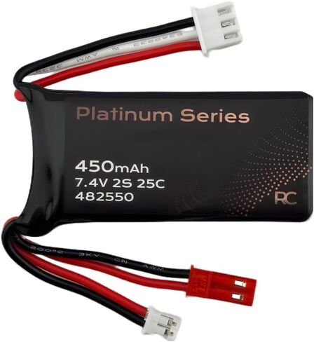 7.4V 450mAh LiPo Battery 2S 25C with JST & PH2.0 Connectors – Rechargeable RC Battery for 1/10 to 1/24 Scale Cars, Trucks, Boats, Drones in Kuwait