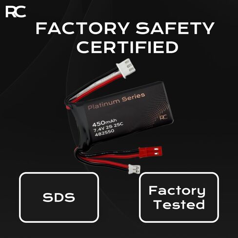 7.4V 450mAh LiPo Battery 2S 25C with JST & PH2.0 Connectors – Rechargeable RC Battery for 1/10 to 1/24 Scale Cars, Trucks, Boats, Drones in Kuwait