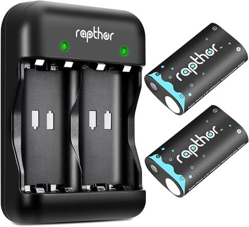 حزمة بطارية Rapthor 2X 2500mAh قابلة للشحن مع شاحن لأجهزة Xbox One/One X/One S/Series X/S طقم بطاريات (بطاريتان + شاحن واحد) in Kuwait