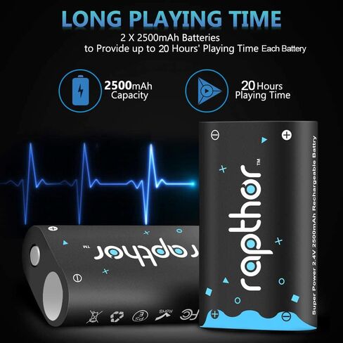 حزمة بطارية Rapthor 2X 2500mAh قابلة للشحن مع شاحن لأجهزة Xbox One/One X/One S/Series X/S طقم بطاريات (بطاريتان + شاحن واحد) in Kuwait