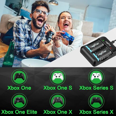 حزمة بطارية Rapthor 2X 2500mAh قابلة للشحن مع شاحن لأجهزة Xbox One/One X/One S/Series X/S طقم بطاريات (بطاريتان + شاحن واحد) in Kuwait