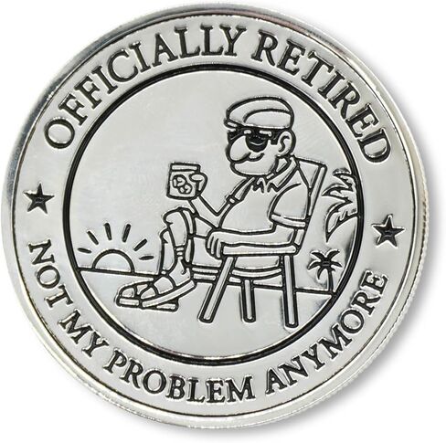 Funny Retirement Challenge Coin – Officially Retired 1.75" Double Sided Novelty Coin w/Case Gag Gift - Retired in Saudi Arabia