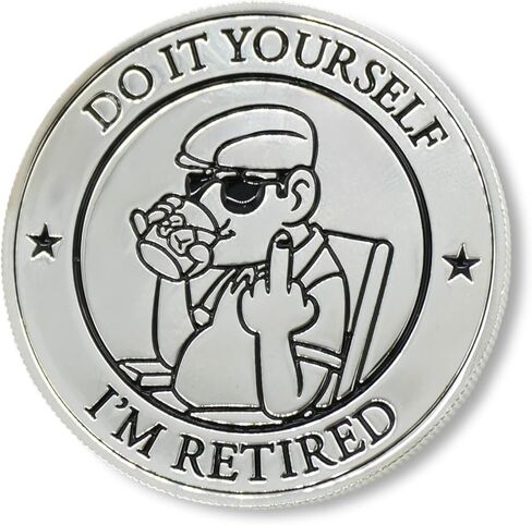 Funny Retirement Challenge Coin – Officially Retired 1.75" Double Sided Novelty Coin w/Case Gag Gift - Retired in Saudi Arabia