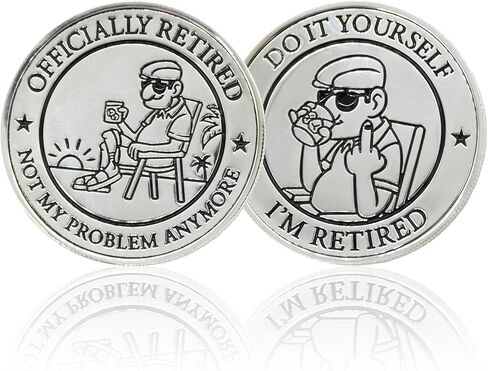Funny Retirement Challenge Coin – Officially Retired 1.75" Double Sided Novelty Coin w/Case Gag Gift - Retired in Saudi Arabia