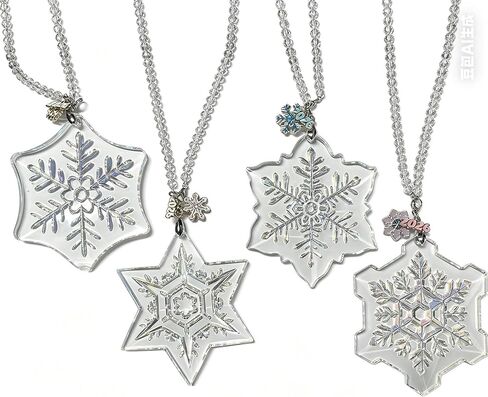 2024 Set of 4 Crystal Snowflake Ornament Glass Christmas Ornaments for Tree Hanging Miniature Star Home Decor with Ribbons in Saudi Arabia