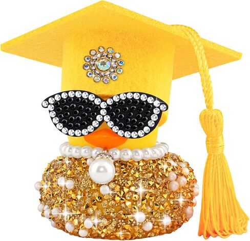 wonuu Graduation Car Duck Dashboard Decorations, Rhinestone Rubber Ducks Graduation Gifts for Graduates with Pearl Necklace, Sunglasses, Grad Tassel Cap (Blue) in Kuwait
