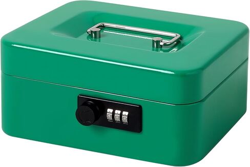 Jssmst Cash Box with Money Tray and Combination Lock - Secure Medication Lock Box for Home and Office Use, 7.87'' x 6.3'' x 3.54'' - Durable and Reliable Security Solution in Saudi Arabia