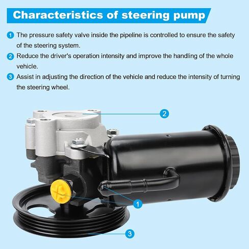 Power Steering Pump with Pulley & Reservoir Compatible with Toyota Tacoma 1995 to 2004, Compatible with Toyota T100 1995 to 1998, 4Runner 1996 to 2002, Replacement for 4432004051, 21-5229 in Saudi Arabia