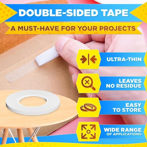 Fabric Tape for Clothes – 60-Yard Roll, Ultra-Thin Transparent Adhesive Basting Tape 1/4 Double Sided for Sewing – Quick Fixes, Seamless Bonding, Clean Removal | for DIY Projects and Clothing Repairs in Saudi Arabia