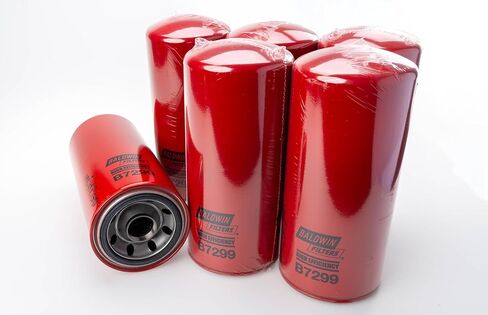 فلتر زيت Baldwin B7299 Lube Spin-On، 6 عبوات، تصميم تدفق كامل عالي الكفاءة، 1-1/2-16 خيط 5-3/8 OD × 12-3/32 لتر، 9.8/27 ميكرون، يستبدل Cat 1R1808 Fleetguard LF691A Donaldson P551808 in Kuwait