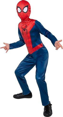 زي الهالوين الرسمي للشباب من MARVEL Spider-Man - بذلة مطبوعة ممتازة مع قناع قماشي قابل للسحب in Kuwait