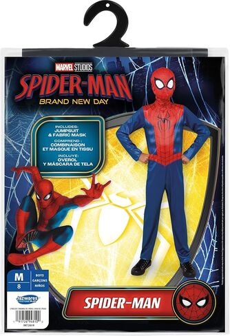 زي الهالوين الرسمي للشباب من MARVEL Spider-Man - بذلة مطبوعة ممتازة مع قناع قماشي قابل للسحب in Kuwait