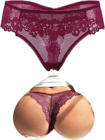 ohyeahlady Women's Sexy Lace Thong Panties Low-rise Silk Thongs Cheeky Underwear Plus Size Tangas Brazilian Knickers V String in Saudi Arabia