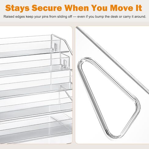 Button Display Case 7-Tier Clear Acrylic Button Pin Display Stand with Anti-Spill Rails, Badge Organizer for Badges, Glasses, Essential Oils, Cards & Cosmetics（2PACK） in Saudi Arabia