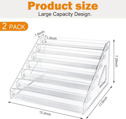 Button Display Case 7-Tier Clear Acrylic Button Pin Display Stand with Anti-Spill Rails, Badge Organizer for Badges, Glasses, Essential Oils, Cards & Cosmetics（2PACK） in Saudi Arabia