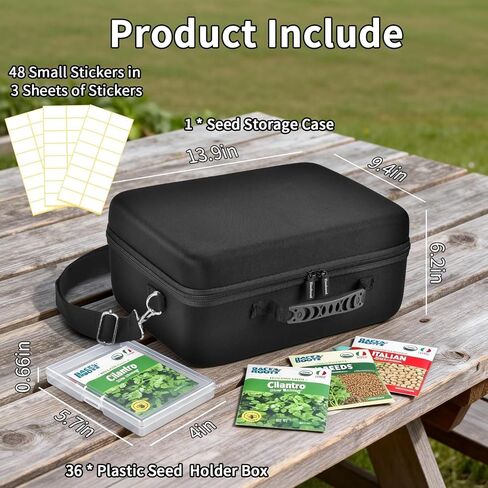 Boobowl 36 Slots Seed Storage Organizer, Hard Shell Seed Holder with Labels, Dry Storage Container for Garden Vegetable Seeds, Sturdy Carrying Bag with Handle and Shoulder Strap (Box Only) in Saudi Arabia