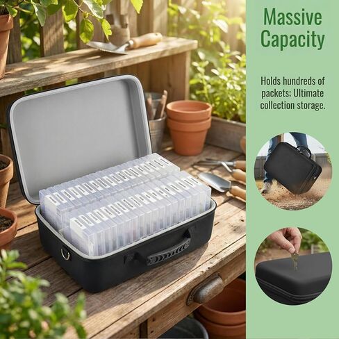 Boobowl 36 Slots Seed Storage Organizer, Hard Shell Seed Holder with Labels, Dry Storage Container for Garden Vegetable Seeds, Sturdy Carrying Bag with Handle and Shoulder Strap (Box Only) in Saudi Arabia