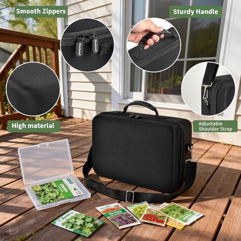 Boobowl 36 Slots Seed Storage Organizer, Hard Shell Seed Holder with Labels, Dry Storage Container for Garden Vegetable Seeds, Sturdy Carrying Bag with Handle and Shoulder Strap (Box Only) in Kuwait
