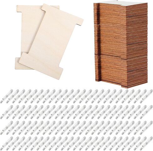 192 Pcs Ribbon Storage Organizer Set with 96 Wooden Spools and 96 U-Shape Folding Clips, Flat Thread Bobbins Holder for Sewing Embroidery Floss Yarn Craft Supplies in Saudi Arabia