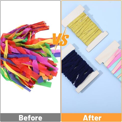192 Pcs Ribbon Storage Organizer Set with 96 Wooden Spools and 96 U-Shape Folding Clips, Flat Thread Bobbins Holder for Sewing Embroidery Floss Yarn Craft Supplies in Saudi Arabia