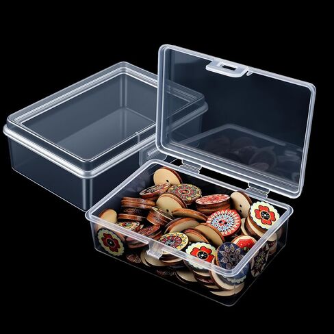 2PCS Small Plastic Storage Containers with Lids, Bead Storage Containers Rectangle Clear Plastic Box for Jewelry, Game Pieces and Crafts Items (3.86 X 2.68 X 1.30in) in Kuwait