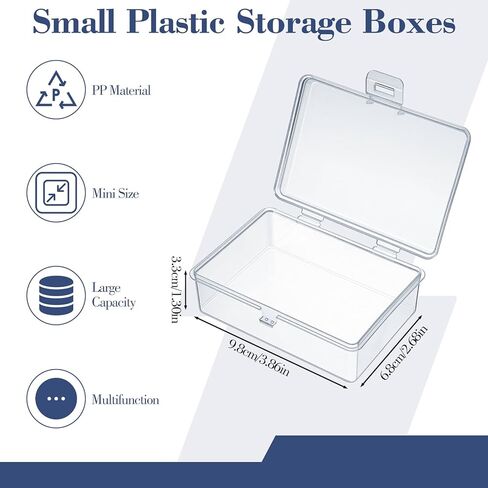 2PCS Small Plastic Storage Containers with Lids, Bead Storage Containers Rectangle Clear Plastic Box for Jewelry, Game Pieces and Crafts Items (3.86 X 2.68 X 1.30in) in Kuwait
