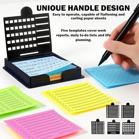 1 Set Sticky Note Holder,Sticky Note Dispenser,with 5 Style Template & 1 Sticky Notes,3x3 Note Dispenser,Note Holder,Sticky Note Stencil and Holder for to-Do Lists Home Office in Saudi Arabia