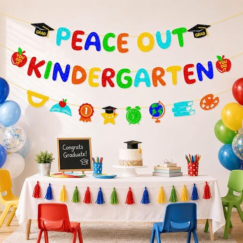 Preschool Graduation Banner, NO-DIY Glittery Next Stop Kindergarten Decor for Prek Grad Party Supplies in Saudi Arabia