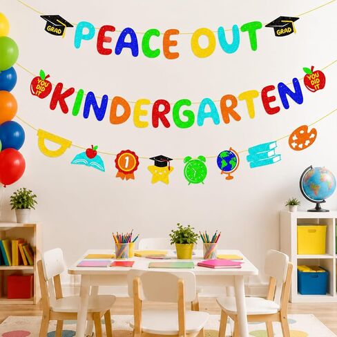 Preschool Graduation Banner, NO-DIY Glittery Next Stop Kindergarten Decor for Prek Grad Party Supplies in Saudi Arabia