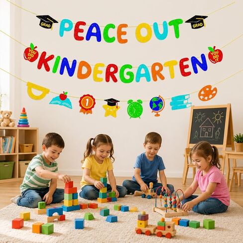 Preschool Graduation Banner, NO-DIY Glittery Next Stop Kindergarten Decor for Prek Grad Party Supplies in Saudi Arabia