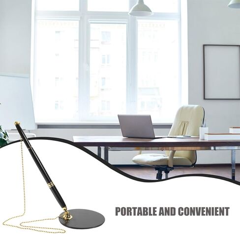 Luxshiny Secure Counter Pen Set with Adhesive Chain and Retractable Holder 0.5mm Black Ink Ballpoint Pens for Office Reception Desk Guest Sign-in and Wedding Use in Kuwait